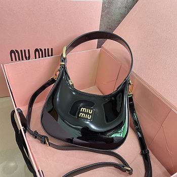 Miumiu Black Patent Leather Hobo Bag - 20x17x6cm