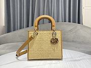 Dior Lady Square Raffia With Brown Handle - 24x20x11cm - 1