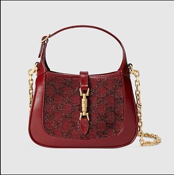 Gucci Jackie 1961 Crystal Red Leather Mini Bag 19cm