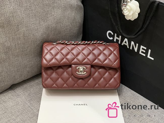 Chanel Flap Bag Brown Leather Silver Hardware 23cm - 1