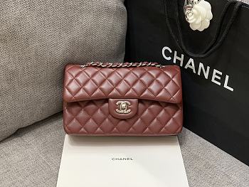Chanel Flap Bag Brown Leather Silver Hardware 23cm