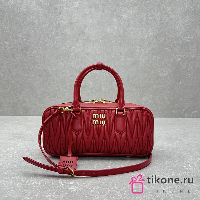 Miumiu Long Matelassè Nappa In Hot Red - 23x12x8cm - 1