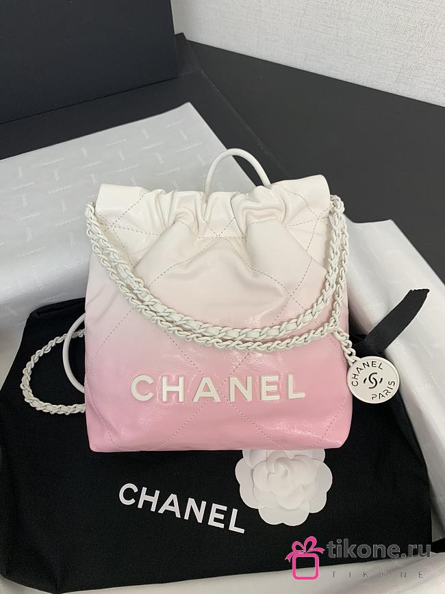 Chanel 22 Mini White & Light Pink Gadient Hobo Bag - 20x19x6cm - 1