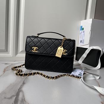 Chanel Vintage Black n Gold Double CC Turn Lock Bag - 23x16cm