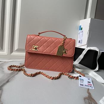 Chanel Vintage Pink n Gold Double CC Turn Lock Bag - 23x16cm