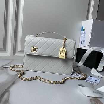 Chanel Vintage White n Gold Double CC Turn Lock Bag - 23x16cm