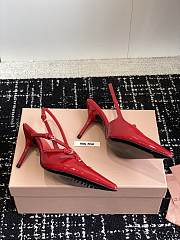 Miumiu Patent Red Leather Slingbacks With Buckles - 2
