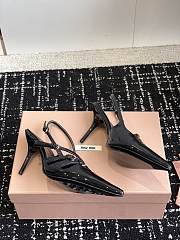 Miumiu Patent Black Leather Slingbacks With Buckles - 4