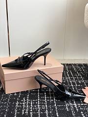 Miumiu Patent Black Leather Slingbacks With Buckles - 3