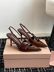 Miumiu Patent Brown Leather Slingbacks With Buckles - 1