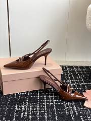Miumiu Patent Brown Leather Slingbacks With Buckles - 5