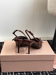 Miumiu Patent Brown Leather Slingbacks With Buckles - 4