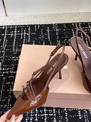 Miumiu Patent Brown Leather Slingbacks With Buckles - 3