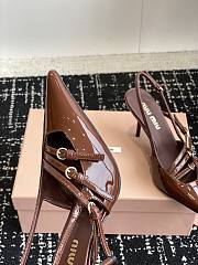 Miumiu Patent Brown Leather Slingbacks With Buckles - 2