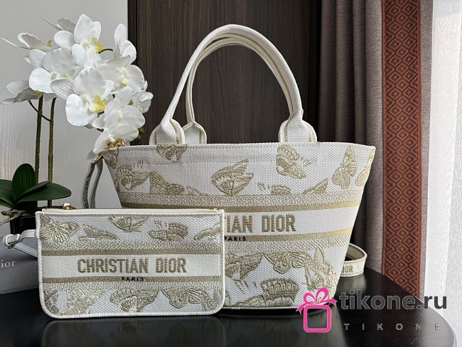 Dior Hat Basket Bag White And Gold - 35x20.5x11cm - 1