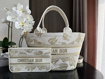 Dior Hat Basket Bag White And Gold - 35x20.5x11cm