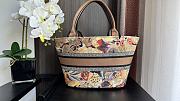 Dior Hat Basket Bag Beige Multicolor Brocart Butterfly Embroidery - 27x20x8cm - 4