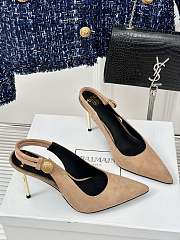 YSL Lee Slingback Pumps In Belge Glazed Leather  - 3