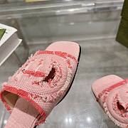 Gucci Interlocking G Slide Sandals Pink Canvas - 5