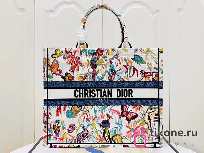 Dior Large Tote Toile de Jouy Fantastica Embroidery - 42x35x18cm - 1