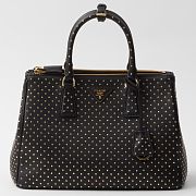 Prada Galleria Large Studded Black Leather Bag - 40x28x17cm - 1