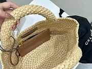 Celine Panier In Raffia And Calfskin Bag - 23x22x23cm - 3