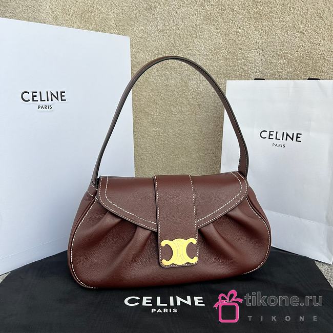 Celine Polly Bag Calfskin Brown Leather - 33x19x9cm - 1