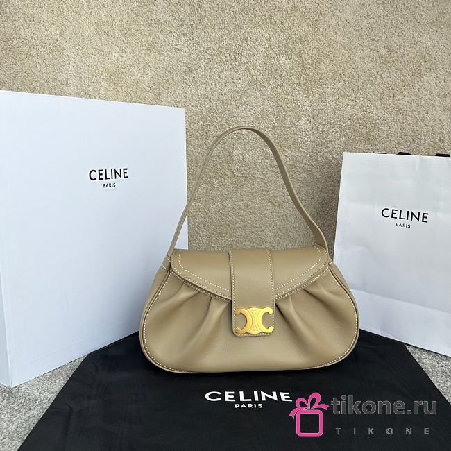 Celine Polly Bag Calfskin Beige Leather - 33x19x9cm - 1