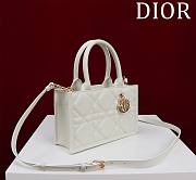 Dior Mini Book Tote In White Leather - 22x13x7.5cm - 5