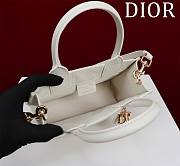 Dior Mini Book Tote In White Leather - 22x13x7.5cm - 3