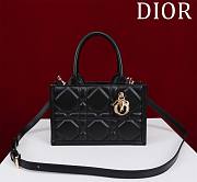 Dior Mini Book Tote In Black Leather - 22x13x7.5cm - 1