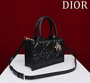 Dior Mini Book Tote In Black Leather - 22x13x7.5cm - 4