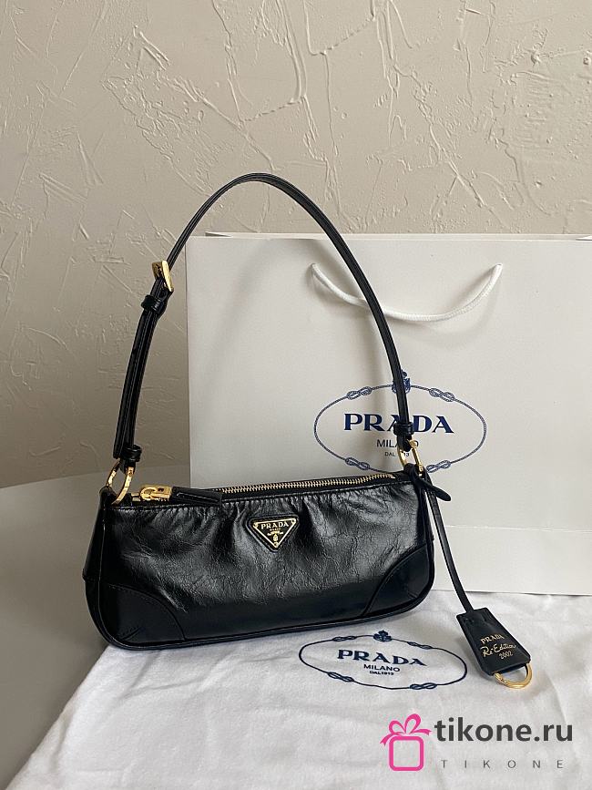 Prada Vitello Shine Brushed Calfskin Re-Edition Black Bag - 23×5×10cm  - 1