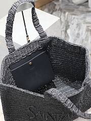 YSL Logo-embroidered Black Raffia Tote Bag - 50×43×17cm - 5