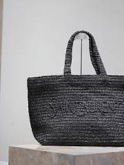 YSL Logo-embroidered Black Raffia Tote Bag - 50×43×17cm - 4