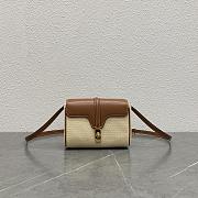 Celine Mini Soft 16 In Brown & Natural Canvas - 18x12.5x6cm - 1