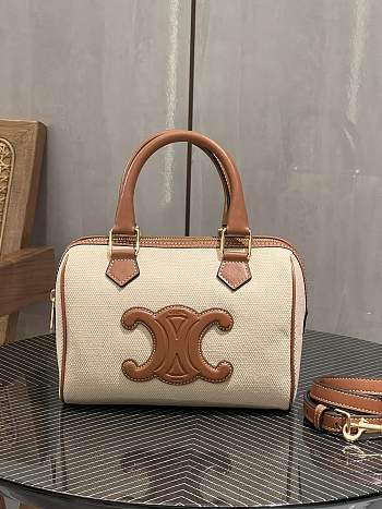 Celine Triomphe Boston Bag With Leather Small - 19.5x14x7.5cm