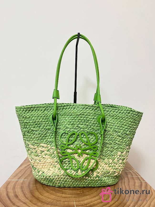 Loewe Anagram Basket Bag In Green - 46x24x15cm - 1