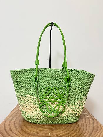 Loewe Anagram Basket Bag In Green - 46x24x15cm
