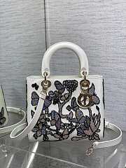 Dior Lady White Leather Butterfly Embroidered Bag - 24x20x11cm - 1