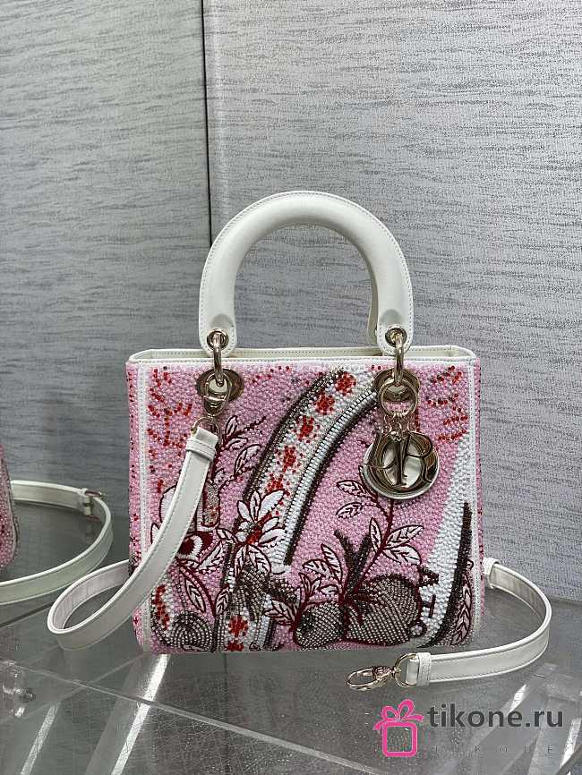 Dior Lady Pink Beaded Bag - 24x20x11cm - 1