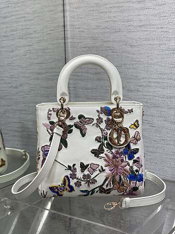 Dior Lady Butterfly Beaded Bag - 24x20x11cm