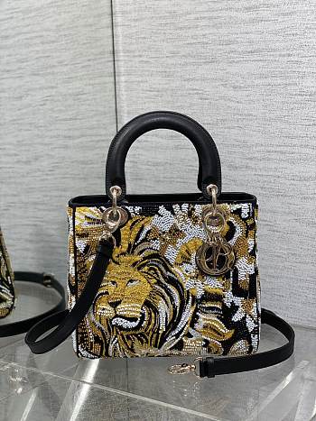 Dior Lady Lion Beaded Bag - 24x20x11cm