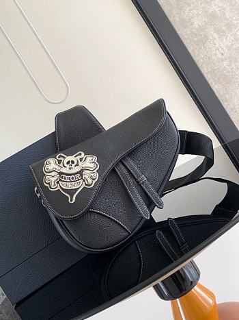 Dior x Shawn Stussy Black Saddle Bag - 20x28.6x5cm