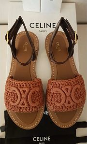 Celine Triomphe Brown Raffia Sandal - 1