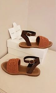 Celine Triomphe Brown Raffia Sandal - 4