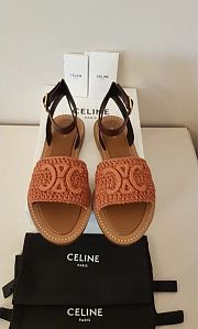 Celine Triomphe Brown Raffia Sandal - 3