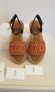 Celine Triomphe Brown Raffia Sandal - 2