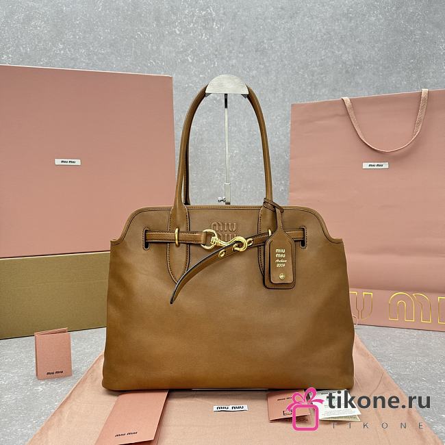 Miu Miu Brown Nappa-leather Tote Bag - 40x30x13cm - 1