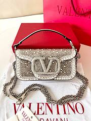 Valentino Vlogo Sequin Silver Bag - 19x10.5x5cm - 1